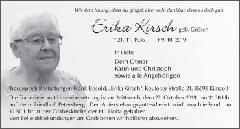 Traueranzeige von Erika Kirsch von FZ