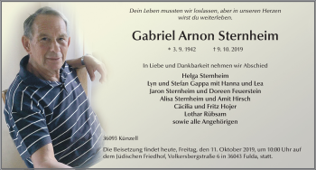 Traueranzeige von Gabriel Arnon Sternheim von FZ