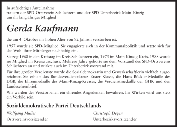 Traueranzeige von Gerda Kaufmann von FZ