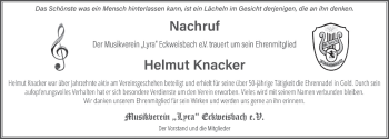 Traueranzeige von Helmut Knacker von FZ