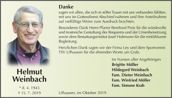 Traueranzeige von Helmut Weinbach von FZ