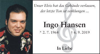 Traueranzeige von Ingo Hansen von FZ