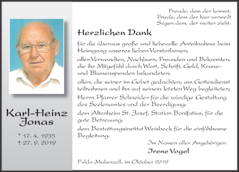 Traueranzeige von Karl-Heinz Jonas von FZ
