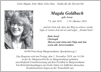 Traueranzeige von Magda Goldbach von FZ