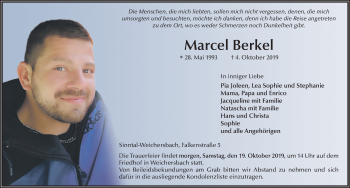 Traueranzeige von Marcel Berkel von FZ