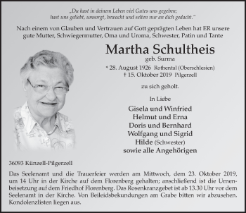 Traueranzeige von Martha Schultheis von FZ