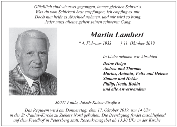 Traueranzeige von Martin Lambert von FZ