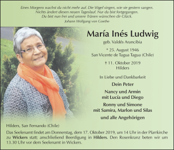 Traueranzeige von María Inés Ludwig von FZ
