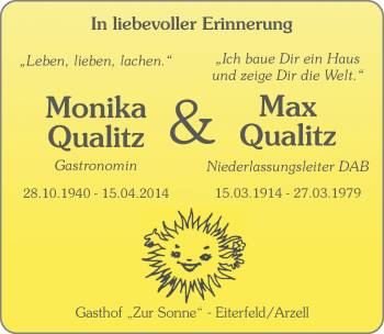 Traueranzeige von Monika Qualitz von FZ