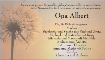 Traueranzeige von Opa Albert  von FZ