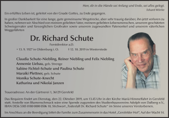 Traueranzeige von Richard Schute von FZ