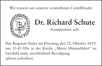 Traueranzeige von Richard Schute von FZ