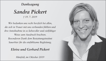 Traueranzeige von Sandra Pickert von FZ