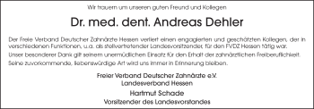 Traueranzeige von Andreas Dehler von FZ