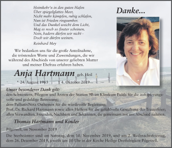 Traueranzeige von Anja Hartmann von FZ