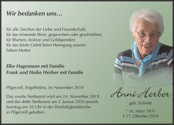 Traueranzeige von Anni Herber von FZ