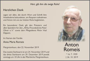 Traueranzeige von Anton Romeis von FZ