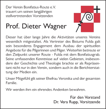 Traueranzeige von Dieter Wagner von FZ