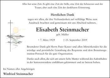 Traueranzeige von Elisabeth Steinmacher von FZ