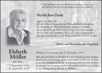 Traueranzeige von Elsbeth Möller von FZ