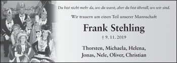 Traueranzeige von Frank Stehling von FZ
