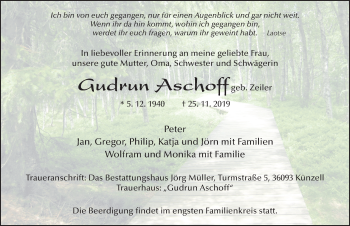 Traueranzeige von Gudrun Aschoff von FZ