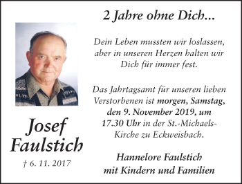 Traueranzeige von Josef Faulstich von FZ