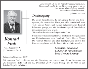 Traueranzeige von Konrad Fink von FZ