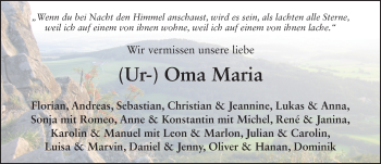 Traueranzeige von Maria Hohmann von FZ
