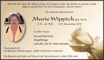 Traueranzeige von Marie Wippich von FZ