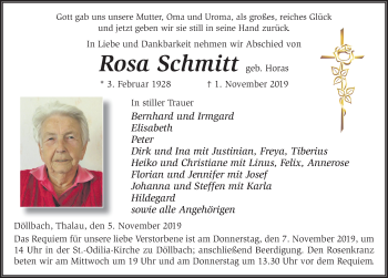 Traueranzeige von Rosa Schmitt von FZ