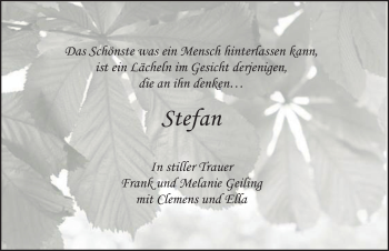 Traueranzeige von Stefan Geiling von FZ