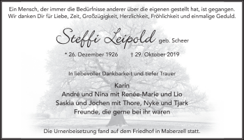 Traueranzeige von Steffi Leipold von FZ