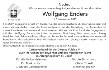 Traueranzeige von Wolfgang Rolf Enders von FZ
