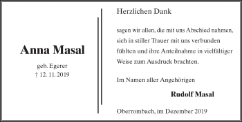 Traueranzeige von Anna Masal von FZ