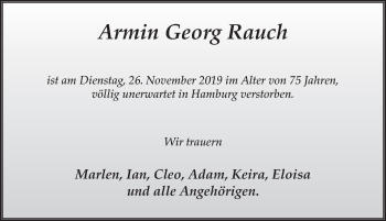 Traueranzeige von Armin Georg Rauch von FZ