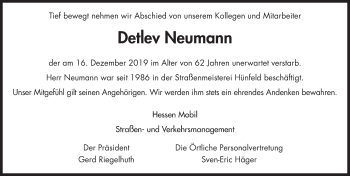 Traueranzeige von Detlev Neumann von FZ