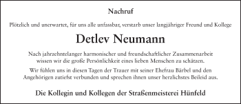 Traueranzeige von Detlev Neumann von FZ
