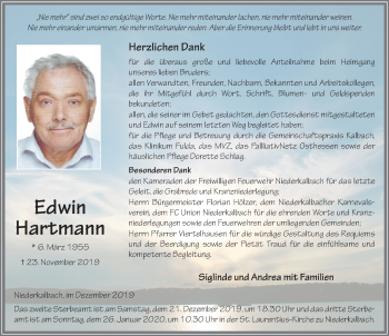 Traueranzeige von Edwin Hartmann von FZ