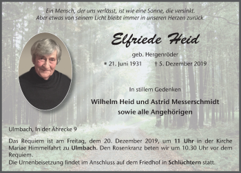 Traueranzeige von Elfriede Heid von FZ