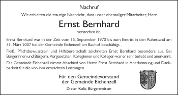 Traueranzeige von Ernst Bernhard von FZ