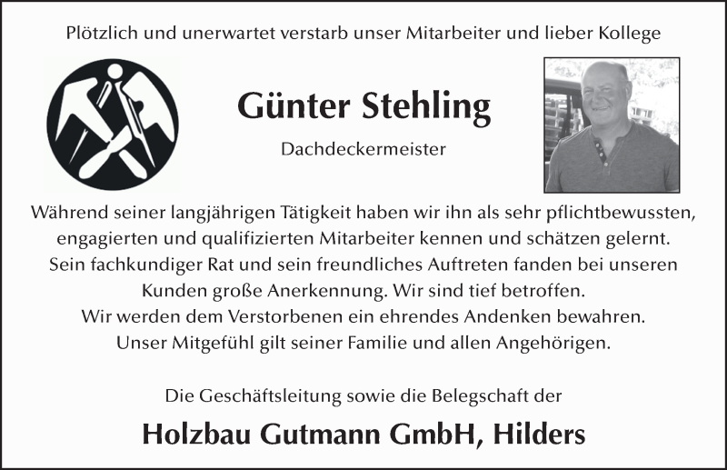  Traueranzeige für Günter Stehling vom 18.12.2019 aus FZ