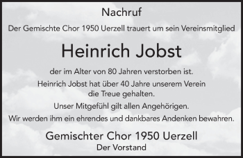 Traueranzeige von Heinrich Jobst von FZ