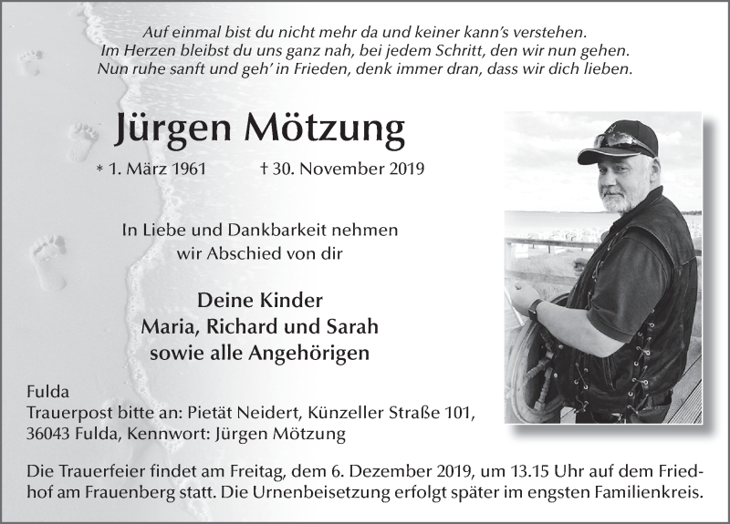  Traueranzeige für Jürgen Mötzung vom 04.12.2019 aus FZ