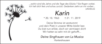 Traueranzeige von Karin Happel von FZ