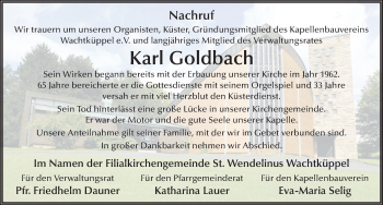 Traueranzeige von Karl Goldbach von FZ