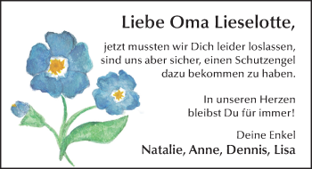 Traueranzeige von Lieselotte Schmitt von FZ