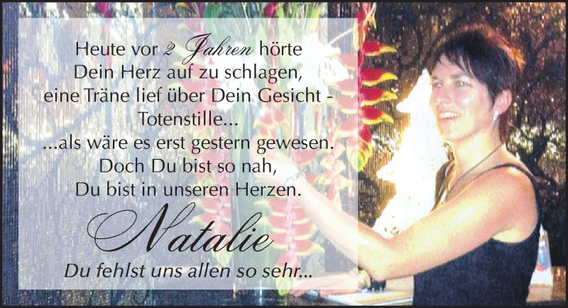  Traueranzeige für Natalie Karges vom 13.12.2019 aus FZ