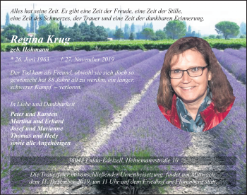 Traueranzeige von Regina Krug von FZ