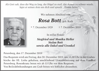 Traueranzeige von Rosa Bott von FZ